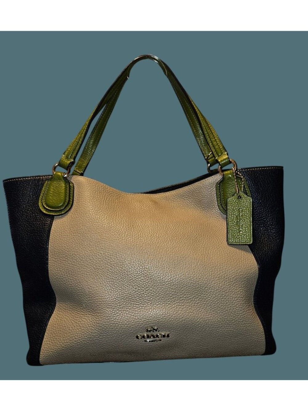 Coach Pebble Leather Soft Slouchy Colorblock Edie 28 Shoulder Bag -Missing Strap